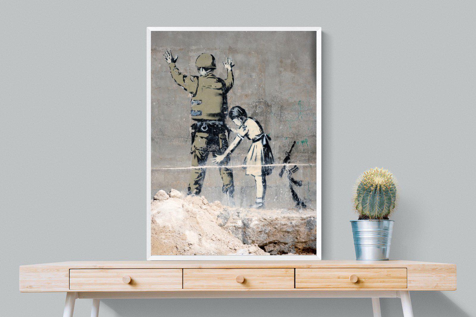 Girl Frisking Soldier-Wall_Art-75 x 100cm-Mounted Canvas-White-Pixalot