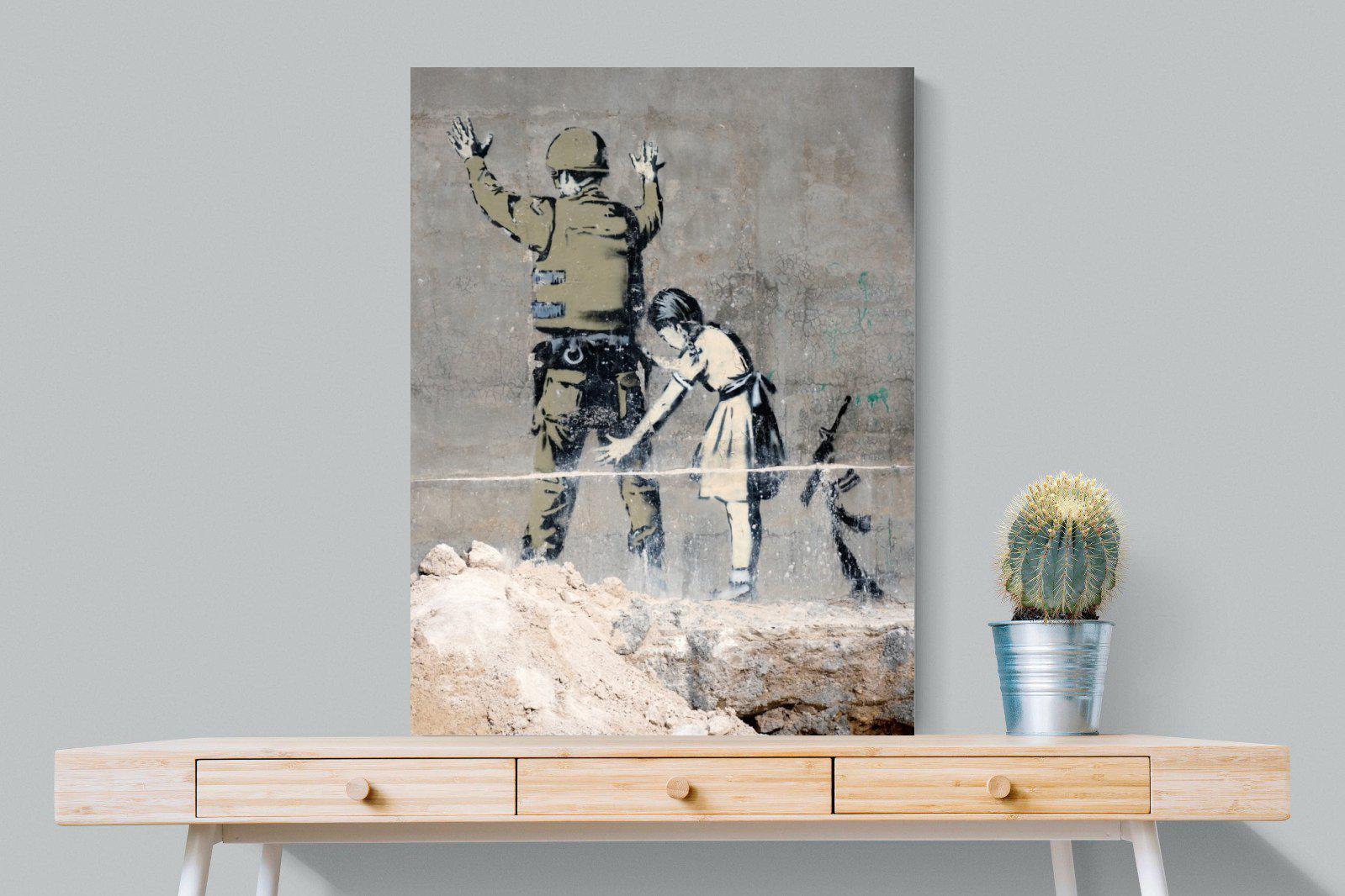 Girl Frisking Soldier-Wall_Art-75 x 100cm-Mounted Canvas-No Frame-Pixalot