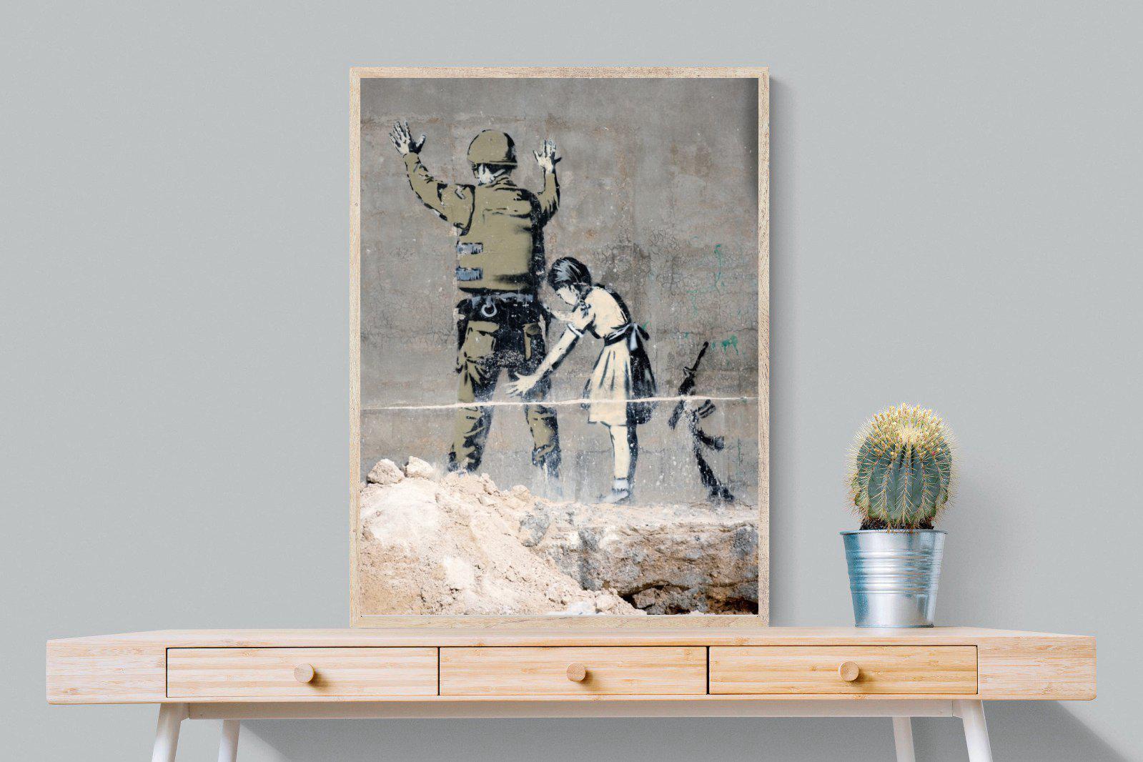 Girl Frisking Soldier-Wall_Art-75 x 100cm-Mounted Canvas-Wood-Pixalot