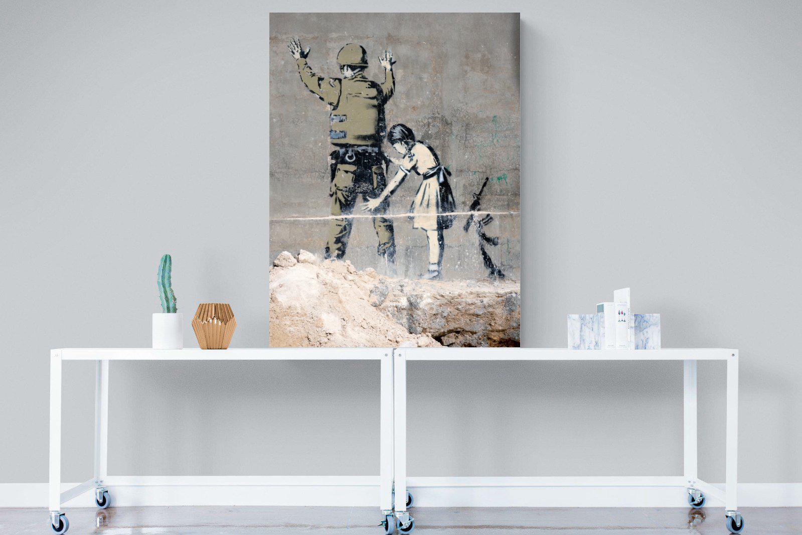 Girl Frisking Soldier-Wall_Art-90 x 120cm-Mounted Canvas-No Frame-Pixalot