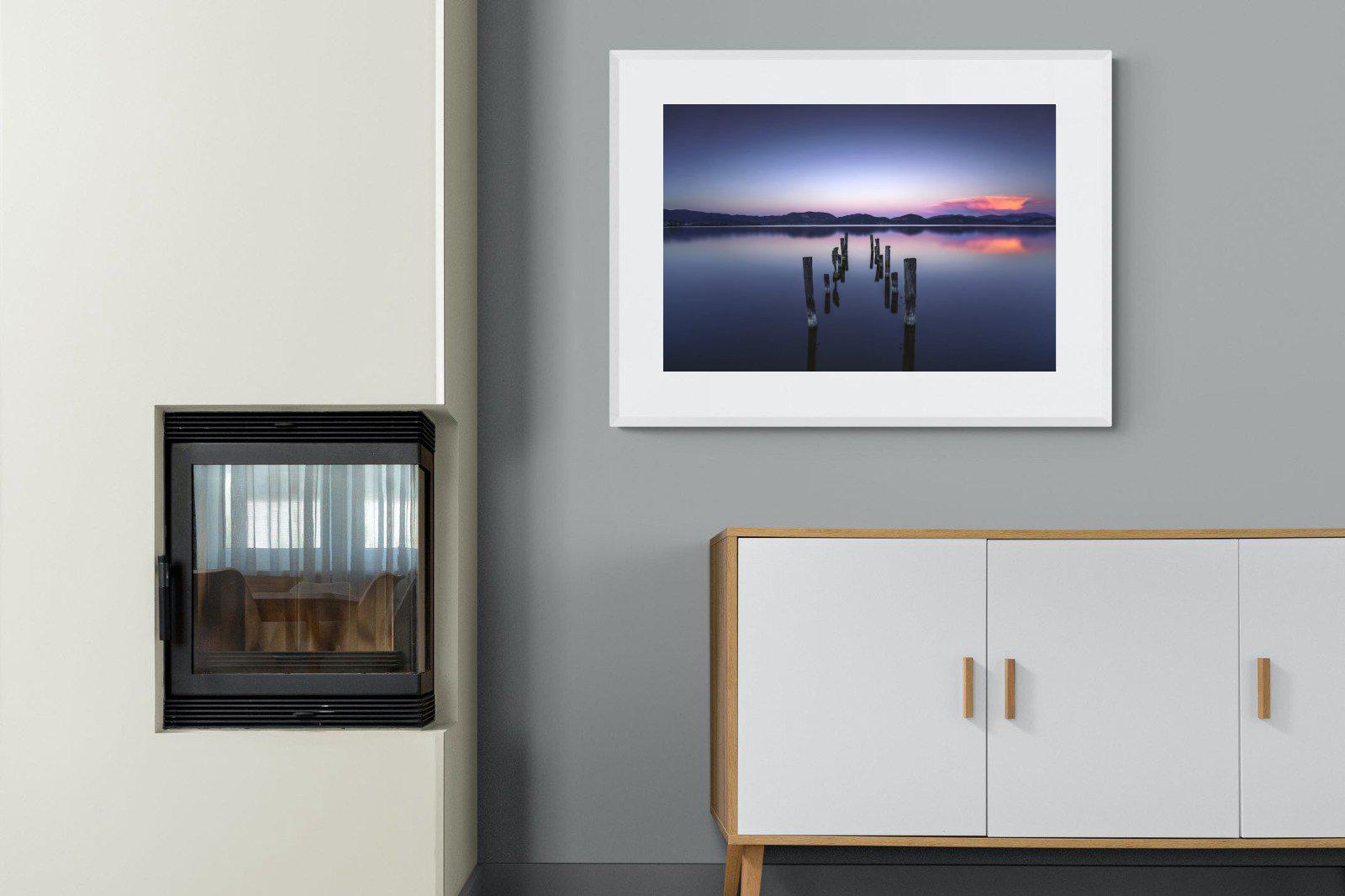 Glassy Lake-Wall_Art-100 x 75cm-Framed Print-White-Pixalot