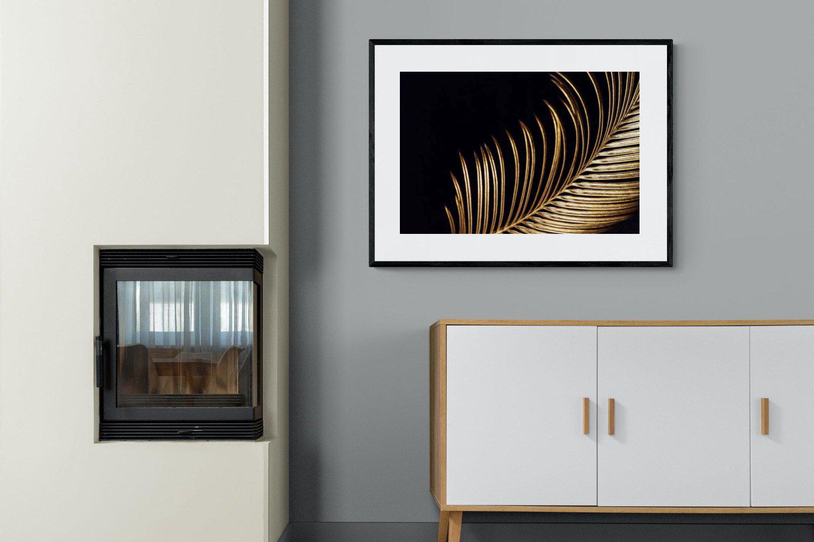 Gold Frond-Wall_Art-100 x 75cm-Framed Print-Black-Pixalot