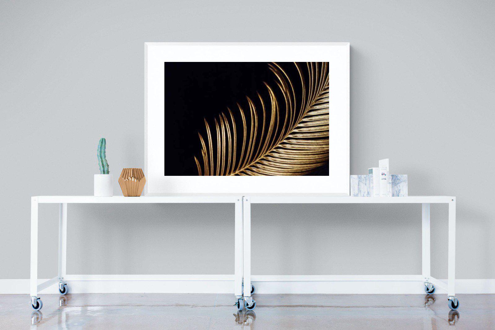 Gold Frond-Wall_Art-120 x 90cm-Framed Print-White-Pixalot
