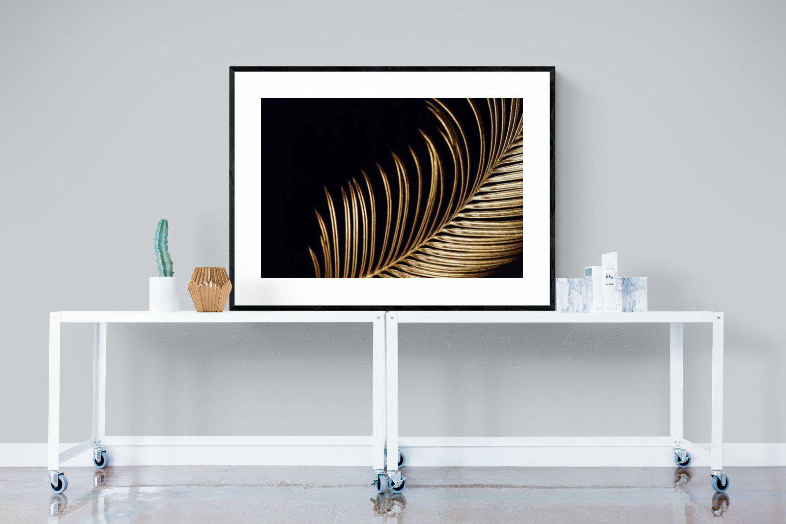 Gold Frond-Wall_Art-120 x 90cm-Framed Print-Black-Pixalot