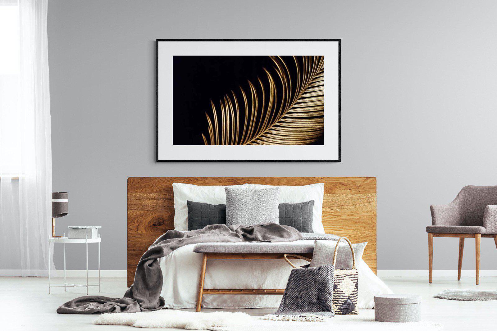 Gold Frond-Wall_Art-150 x 100cm-Framed Print-Black-Pixalot