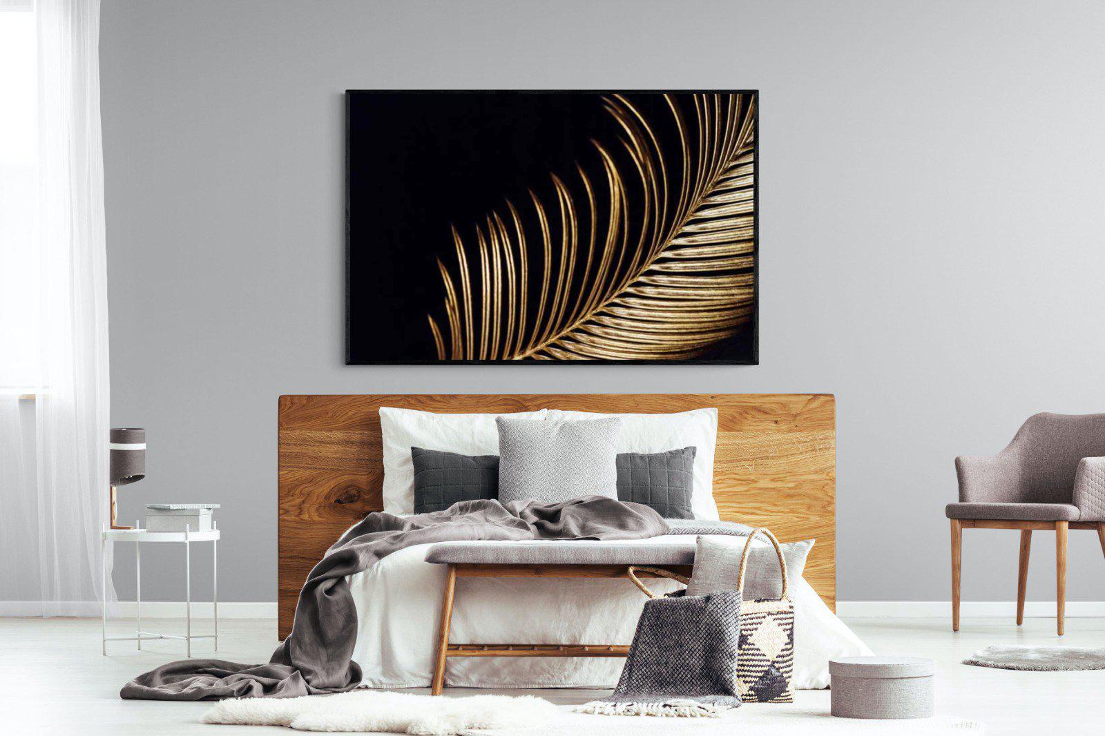Gold Frond-Wall_Art-150 x 100cm-Mounted Canvas-Black-Pixalot