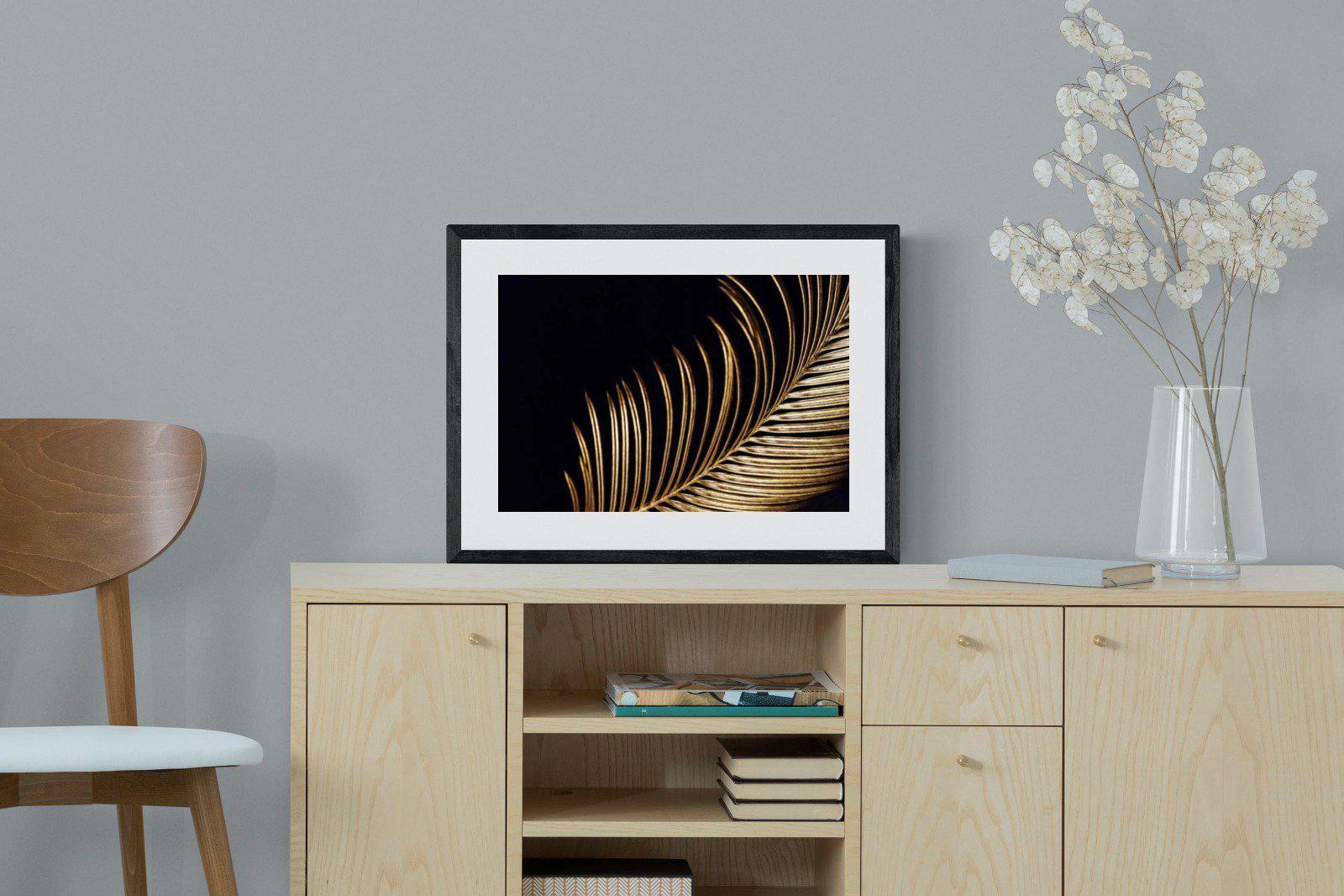 Gold Frond-Wall_Art-60 x 45cm-Framed Print-Black-Pixalot