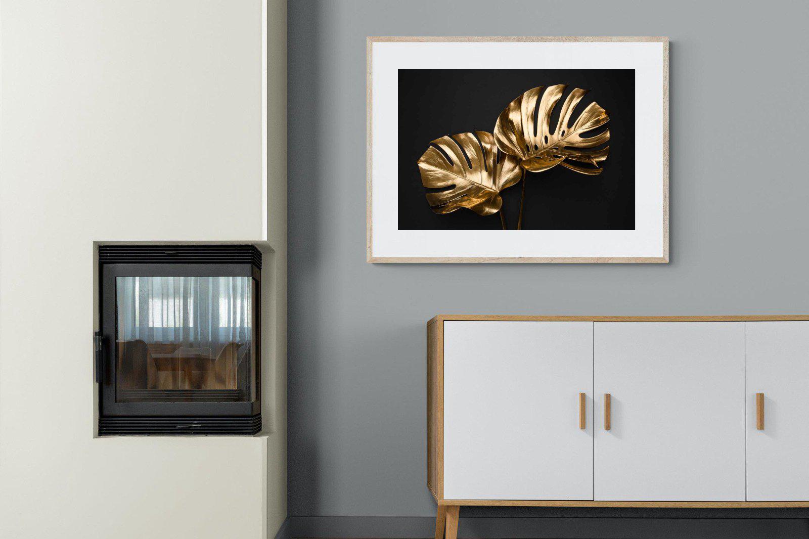 Gold Leaf-Wall_Art-100 x 75cm-Framed Print-Wood-Pixalot