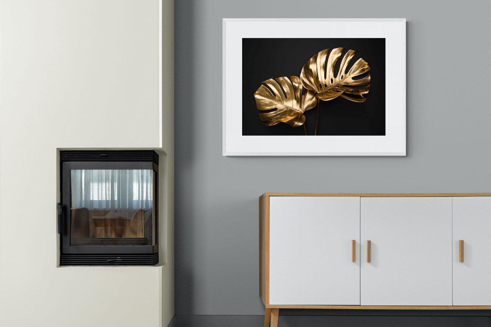 Gold Leaf-Wall_Art-100 x 75cm-Framed Print-White-Pixalot