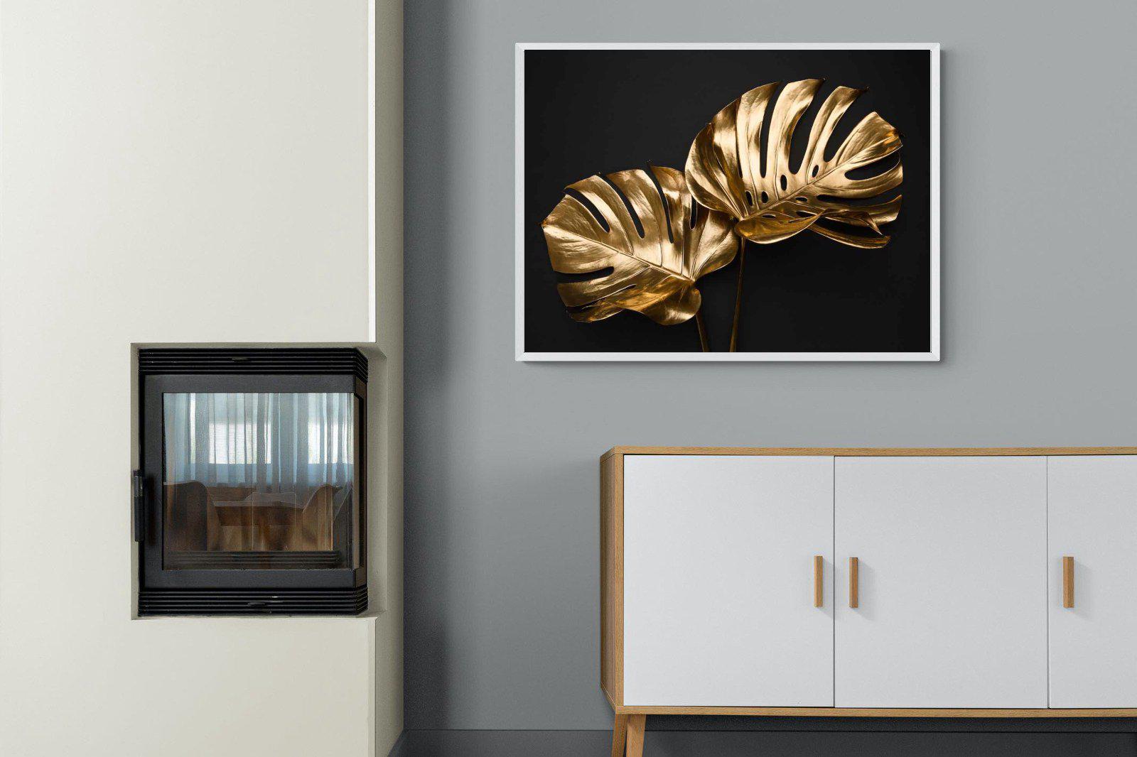 Gold Leaf-Wall_Art-100 x 75cm-Mounted Canvas-White-Pixalot
