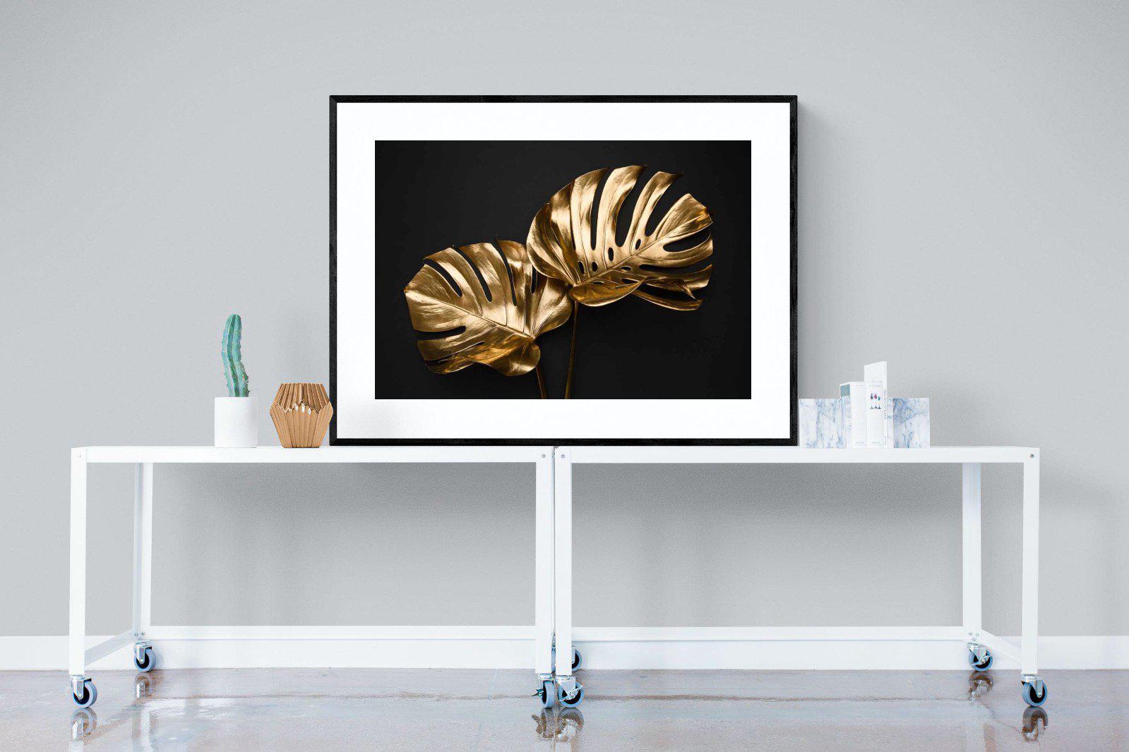 Gold Leaf-Wall_Art-120 x 90cm-Framed Print-Black-Pixalot
