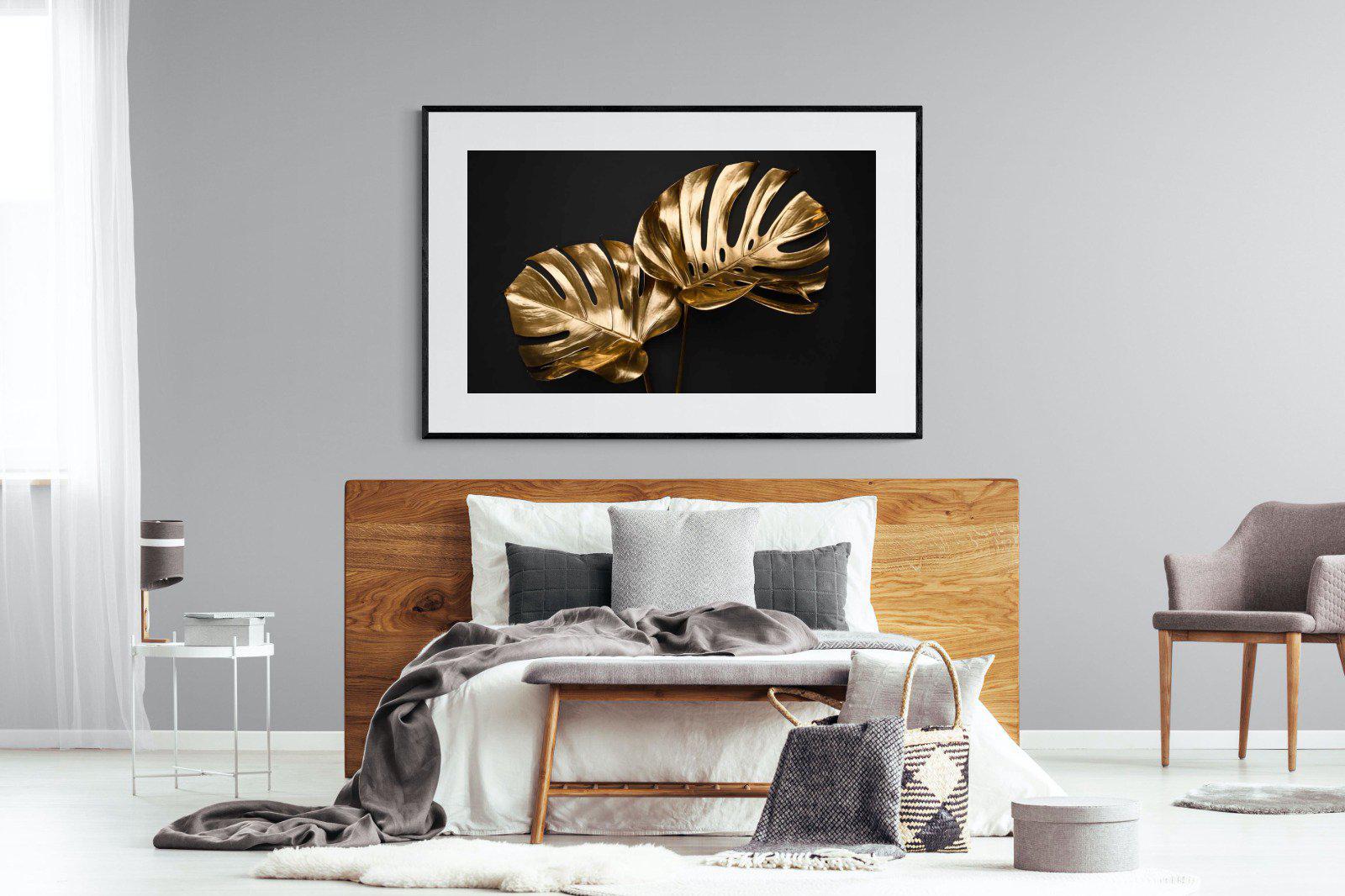 Gold Leaf-Wall_Art-150 x 100cm-Framed Print-Black-Pixalot