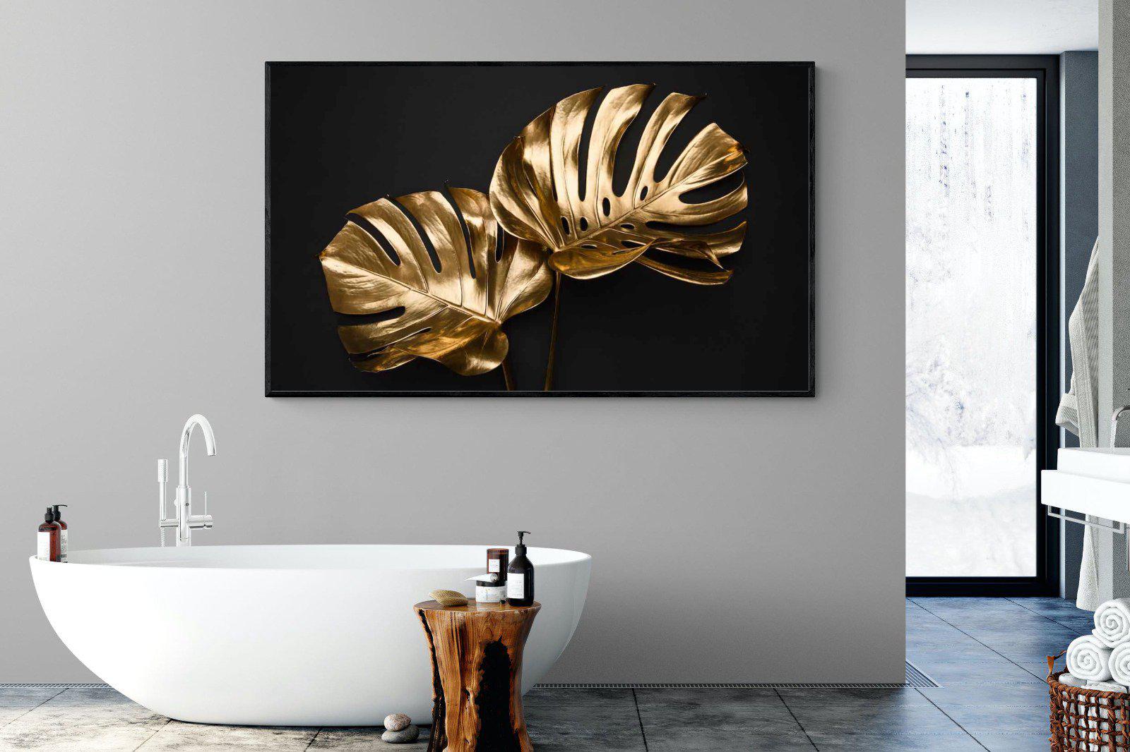 Gold Leaf-Wall_Art-180 x 110cm-Mounted Canvas-Black-Pixalot