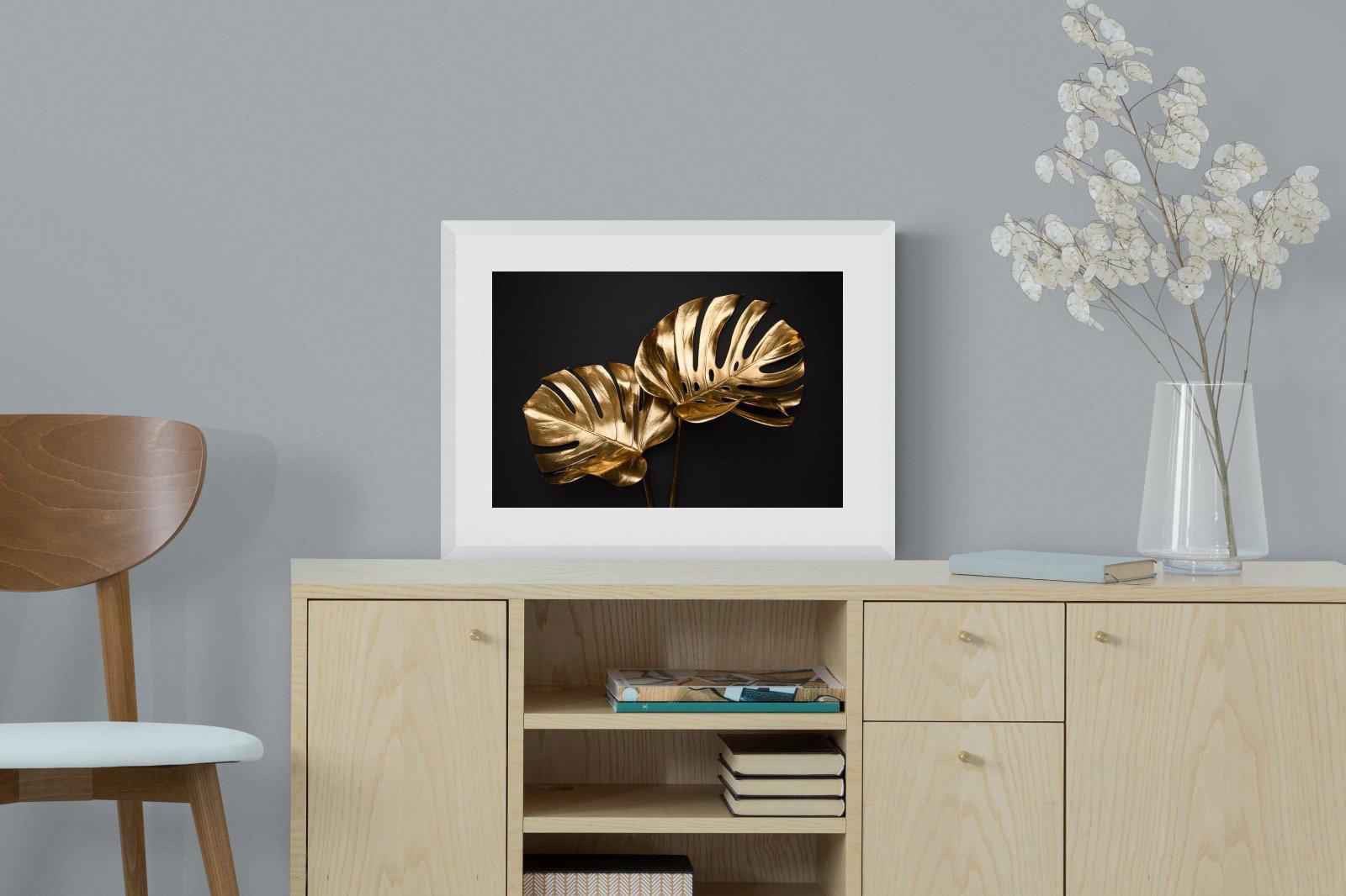Gold Leaf-Wall_Art-60 x 45cm-Framed Print-White-Pixalot