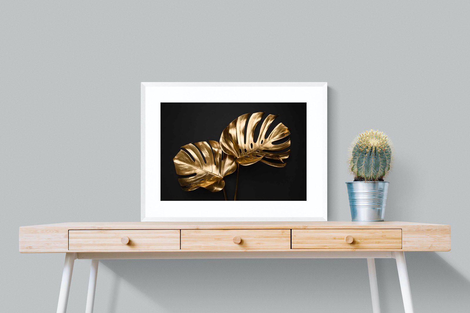 Gold Leaf-Wall_Art-80 x 60cm-Framed Print-White-Pixalot