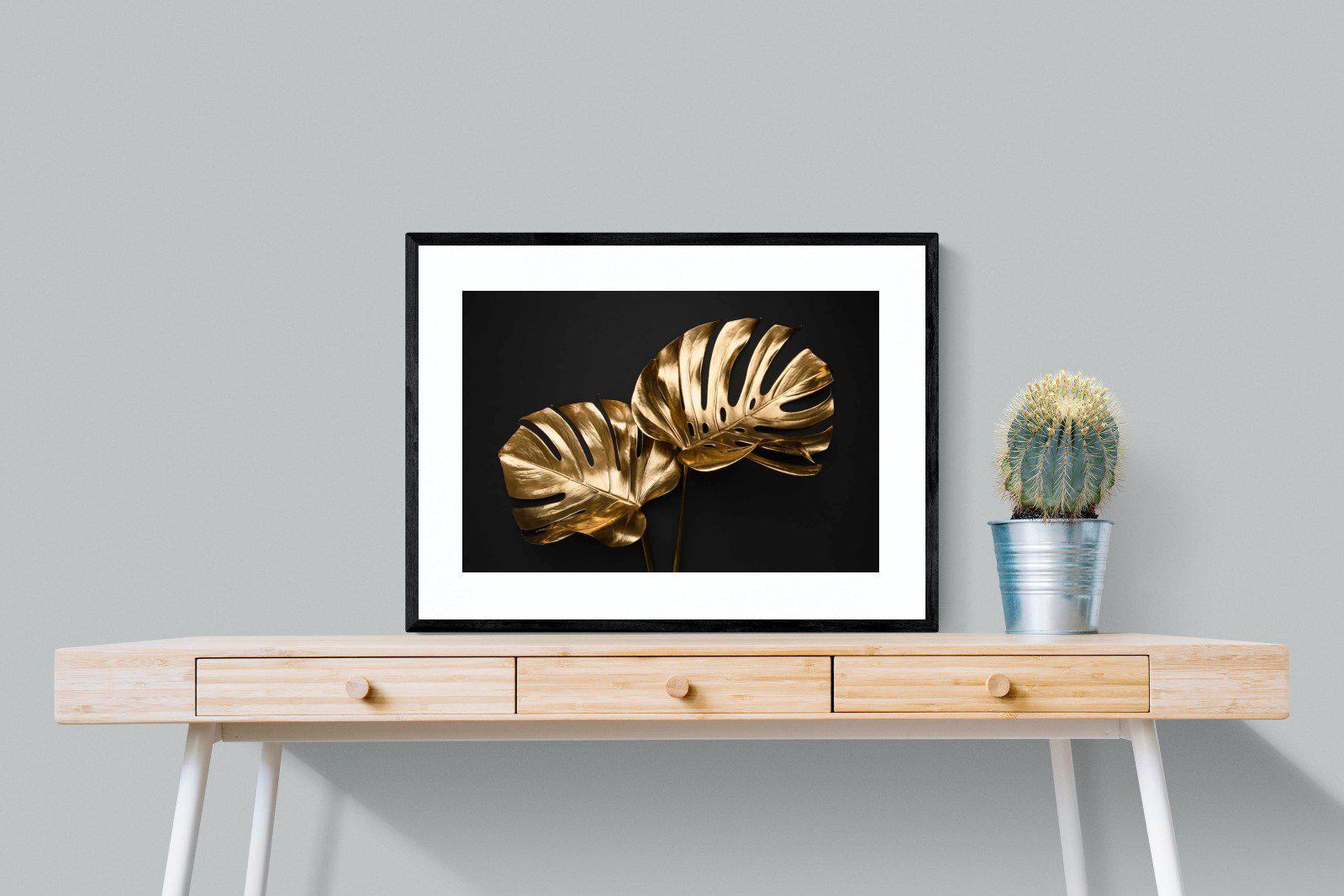 Gold Leaf-Wall_Art-80 x 60cm-Framed Print-Black-Pixalot