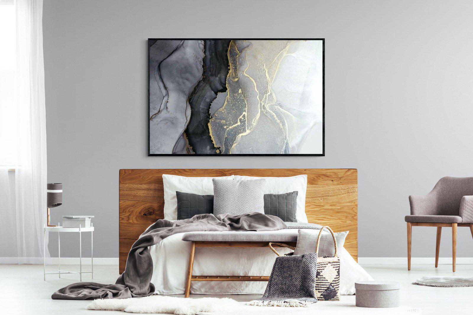 Gold Thread-Wall_Art-150 x 100cm-Mounted Canvas-Black-Pixalot