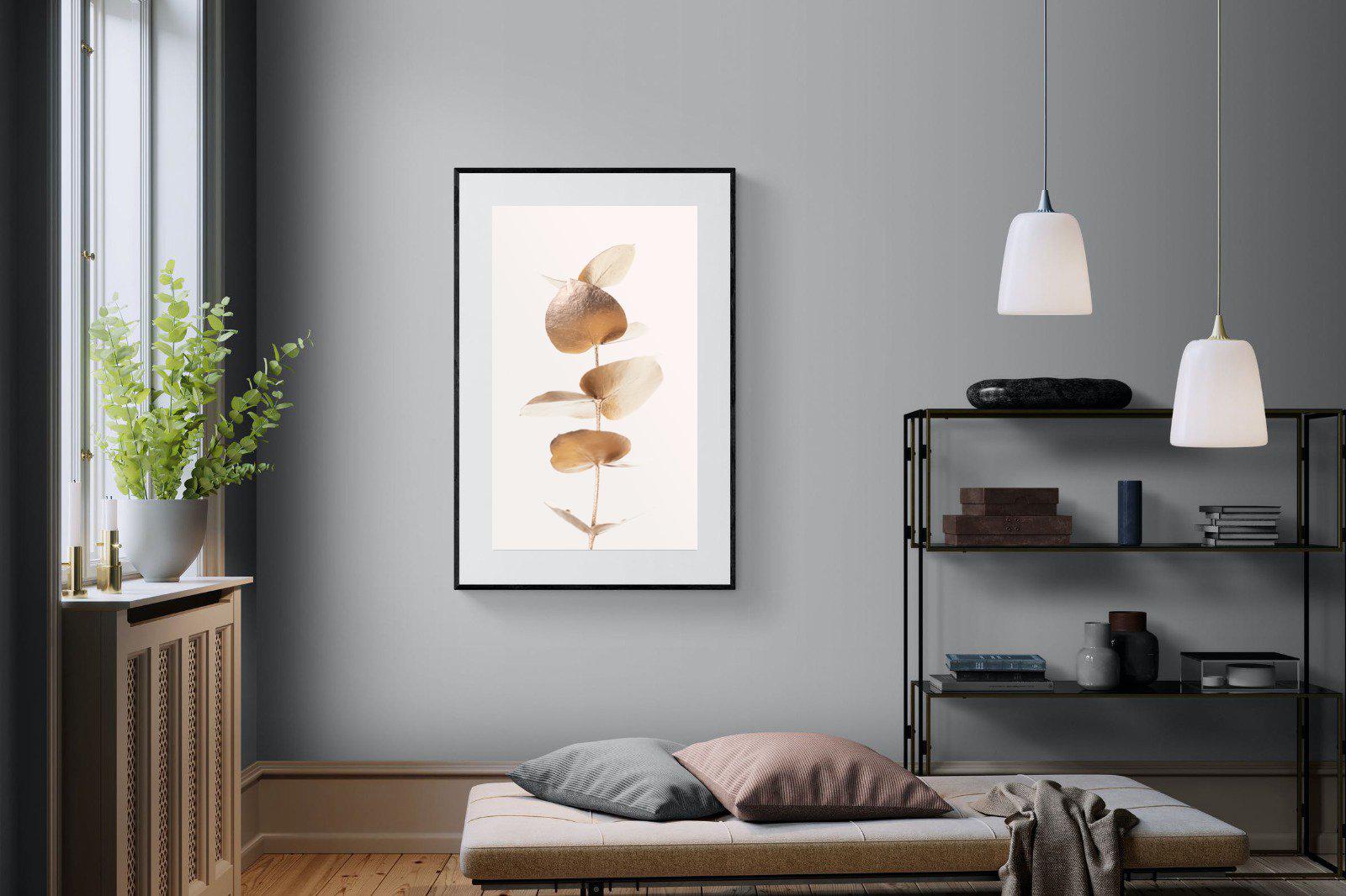 Golden Eucalyptus-Wall_Art-100 x 150cm-Framed Print-Black-Pixalot