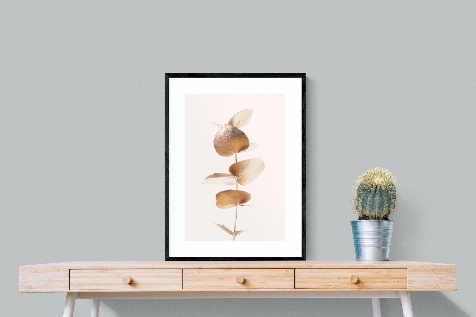 Golden Eucalyptus-Wall_Art-60 x 80cm-Framed Print-Black-Pixalot