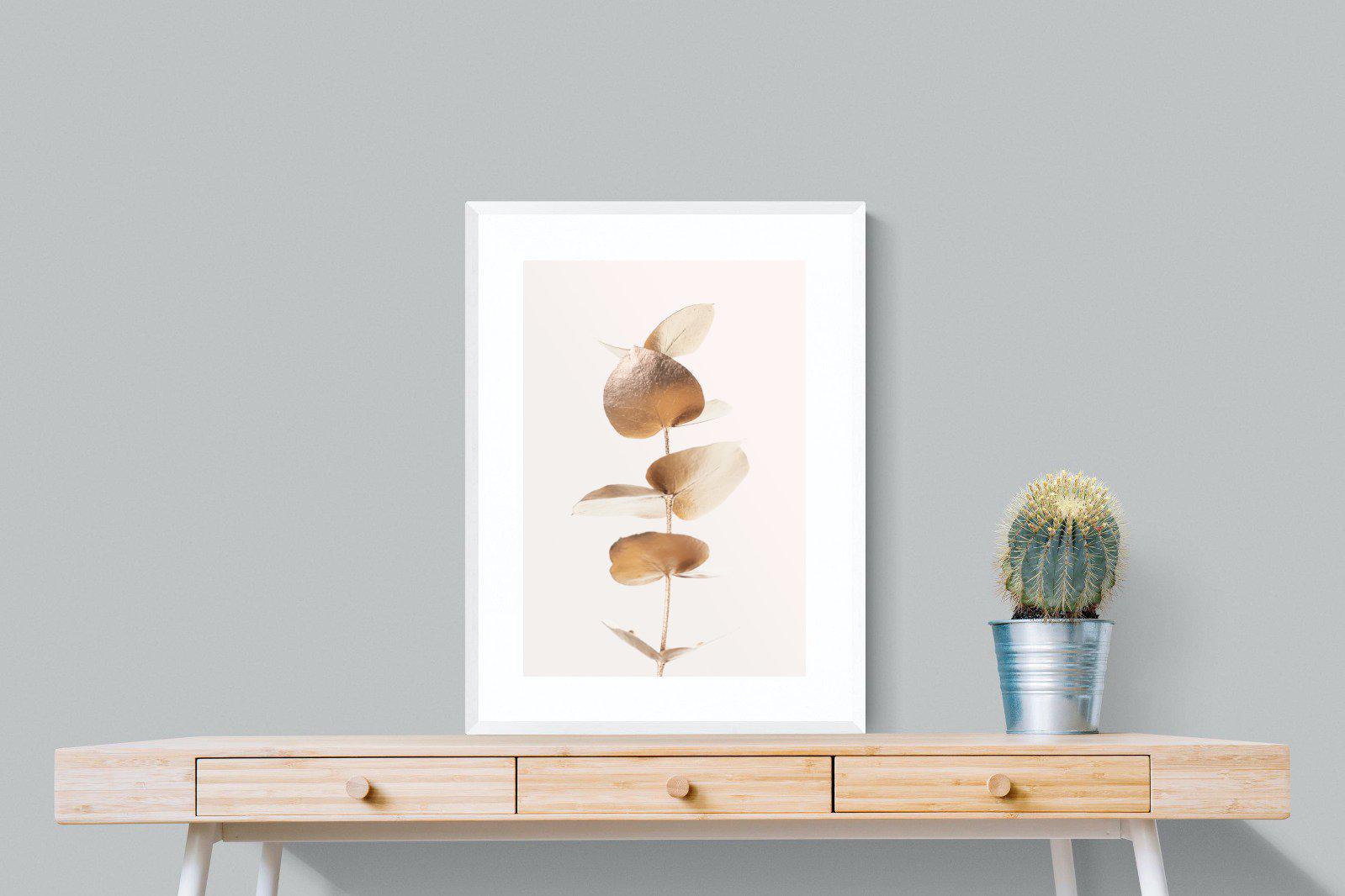 Golden Eucalyptus-Wall_Art-60 x 80cm-Framed Print-White-Pixalot