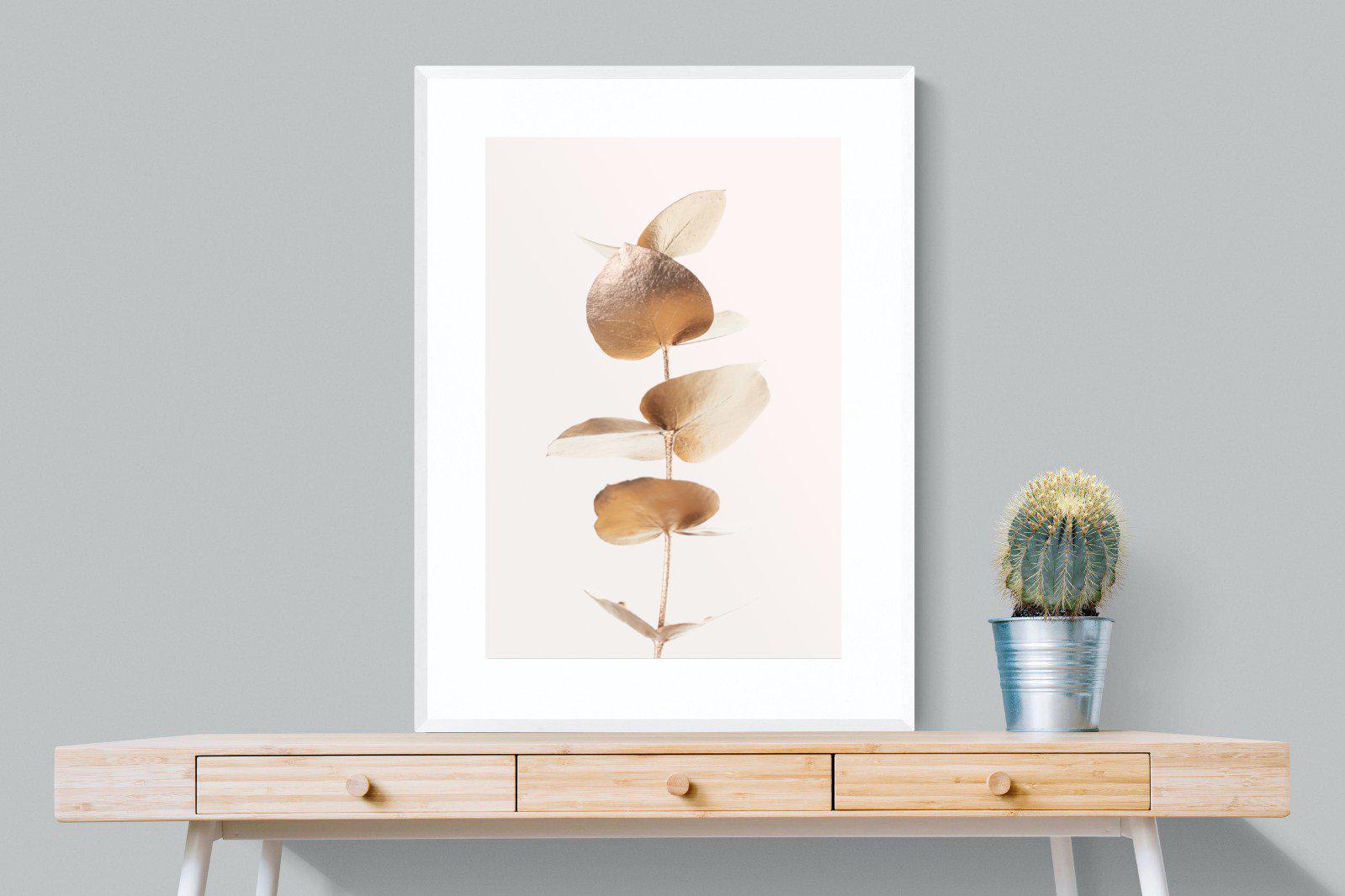 Golden Eucalyptus-Wall_Art-75 x 100cm-Framed Print-White-Pixalot