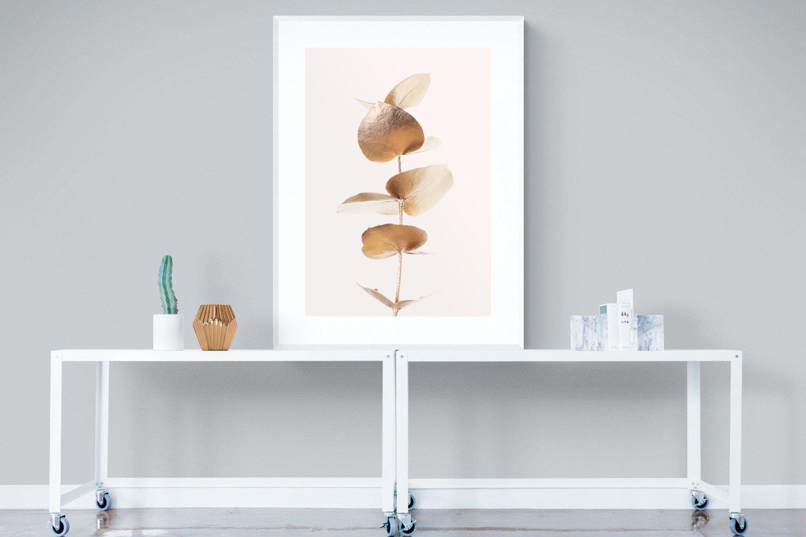 Golden Eucalyptus-Wall_Art-90 x 120cm-Framed Print-White-Pixalot