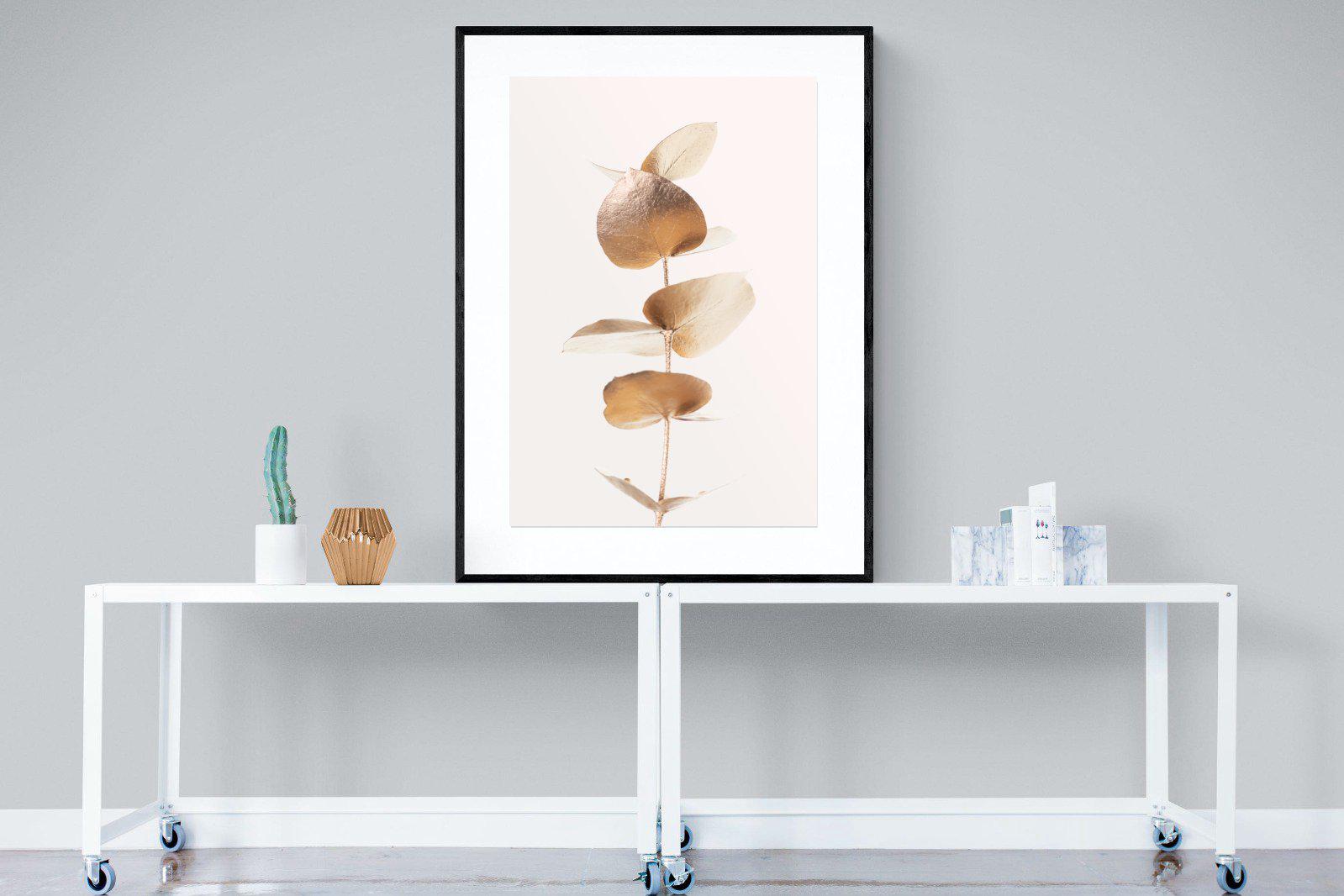 Golden Eucalyptus-Wall_Art-90 x 120cm-Framed Print-Black-Pixalot