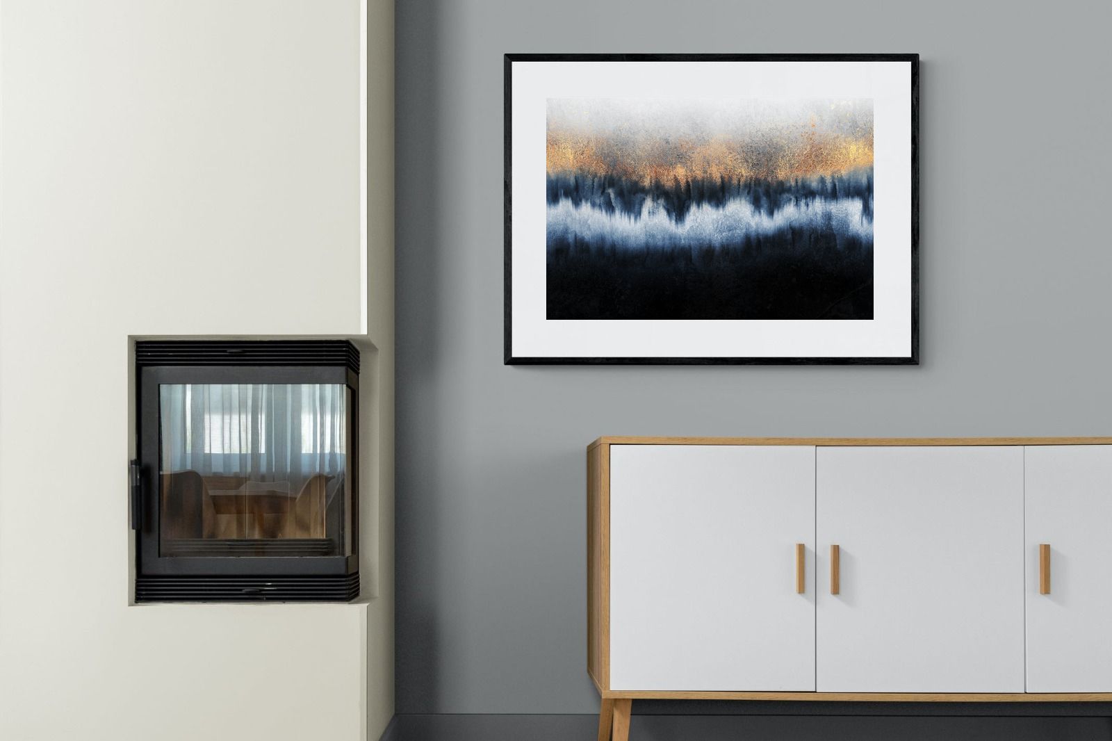Golden Horizon-Wall_Art-100 x 75cm-Framed Print-Black-Pixalot