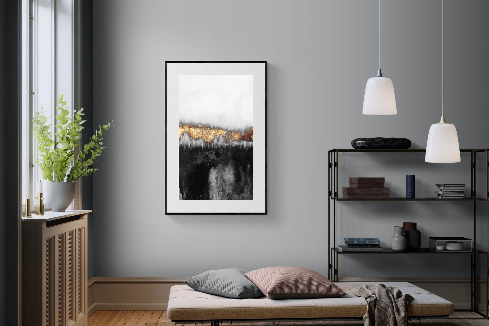 Golden Precipice-Wall_Art-100 x 150cm-Framed Print-Black-Pixalot