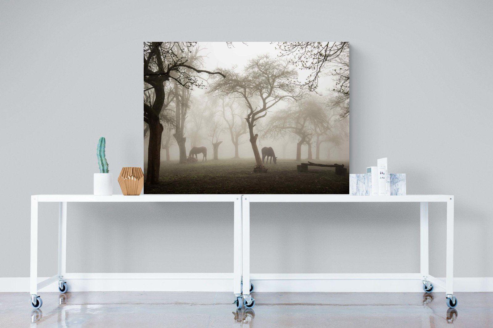Grazing in the Fog-Wall_Art-120 x 90cm-Mounted Canvas-No Frame-Pixalot