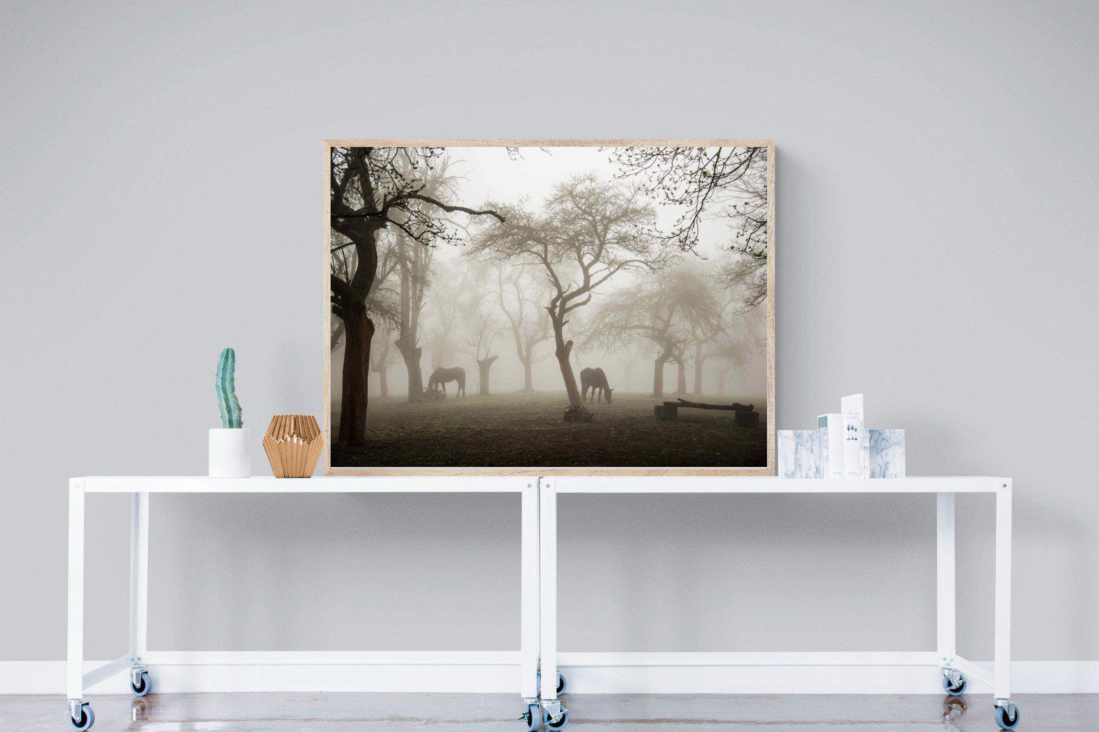 Grazing in the Fog-Wall_Art-120 x 90cm-Mounted Canvas-Wood-Pixalot