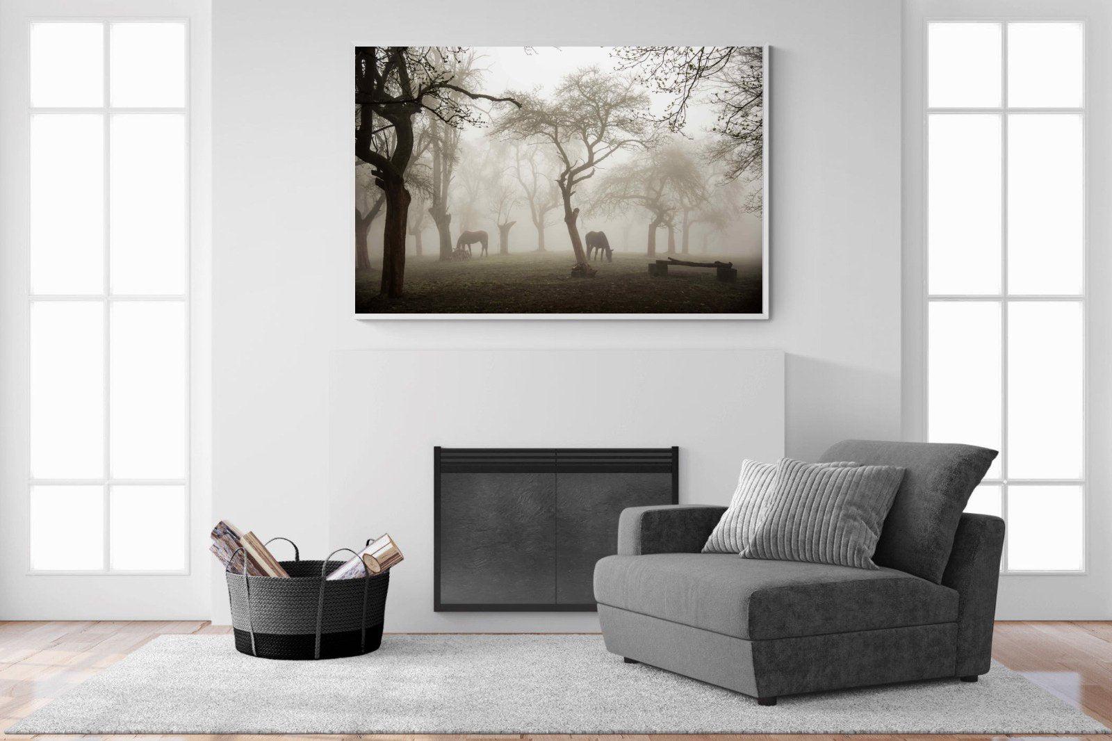 Grazing in the Fog-Wall_Art-150 x 100cm-Mounted Canvas-White-Pixalot