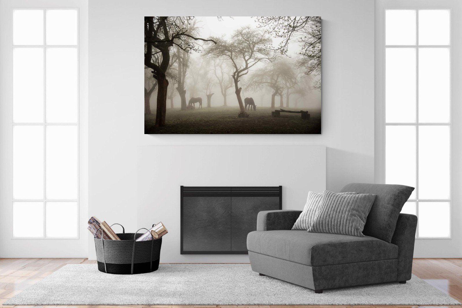 Grazing in the Fog-Wall_Art-150 x 100cm-Mounted Canvas-No Frame-Pixalot