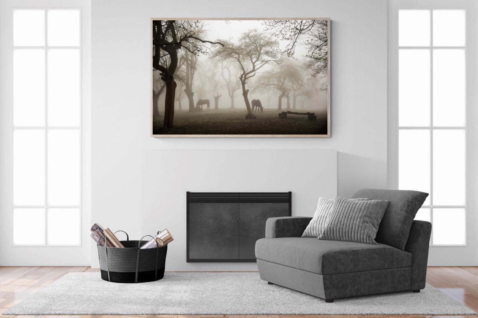 Grazing in the Fog-Wall_Art-150 x 100cm-Mounted Canvas-Wood-Pixalot