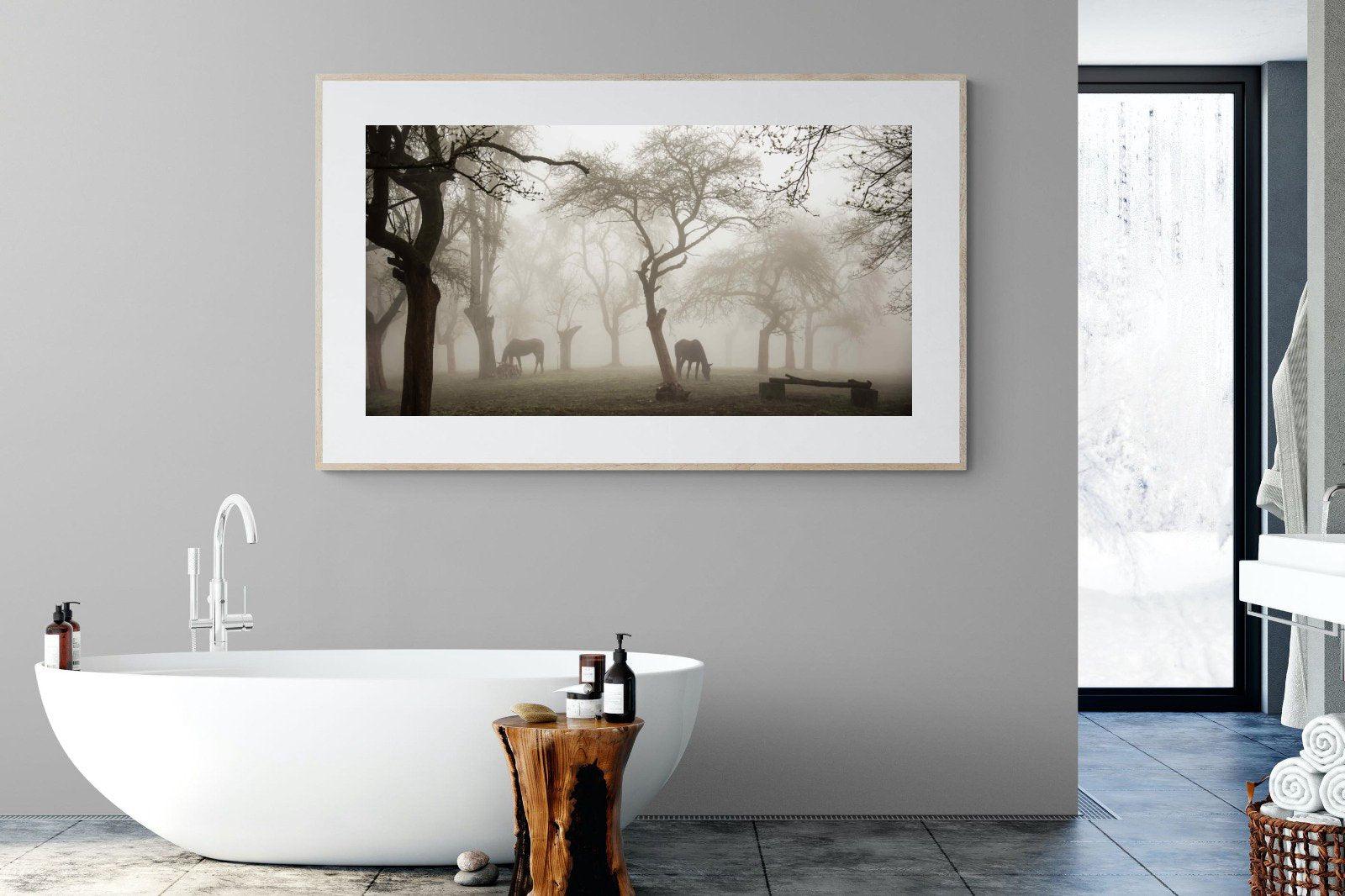 Grazing in the Fog-Wall_Art-180 x 110cm-Framed Print-Wood-Pixalot