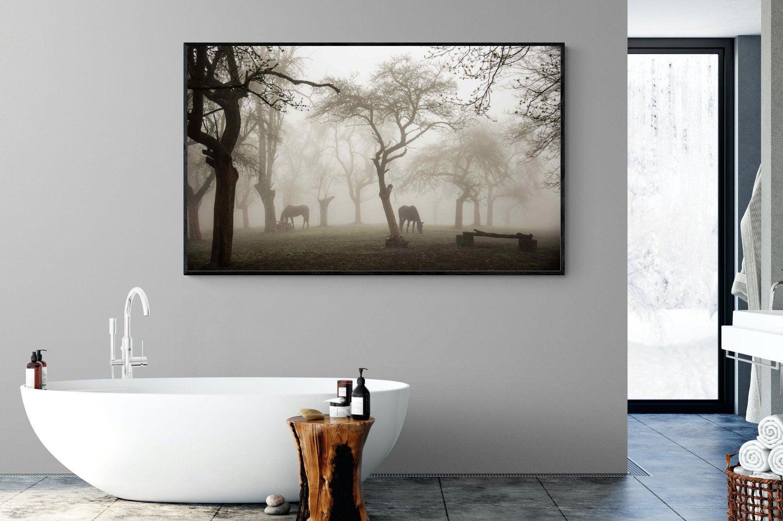 Grazing in the Fog-Wall_Art-180 x 110cm-Mounted Canvas-Black-Pixalot