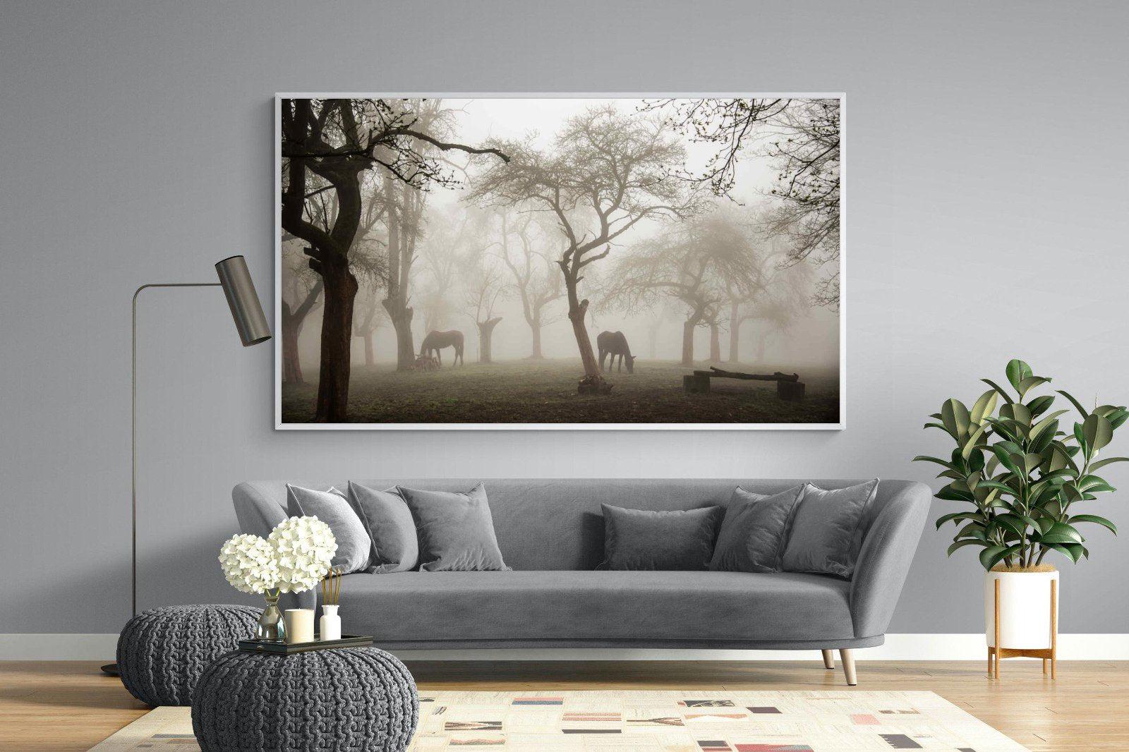 Grazing in the Fog-Wall_Art-220 x 130cm-Mounted Canvas-White-Pixalot