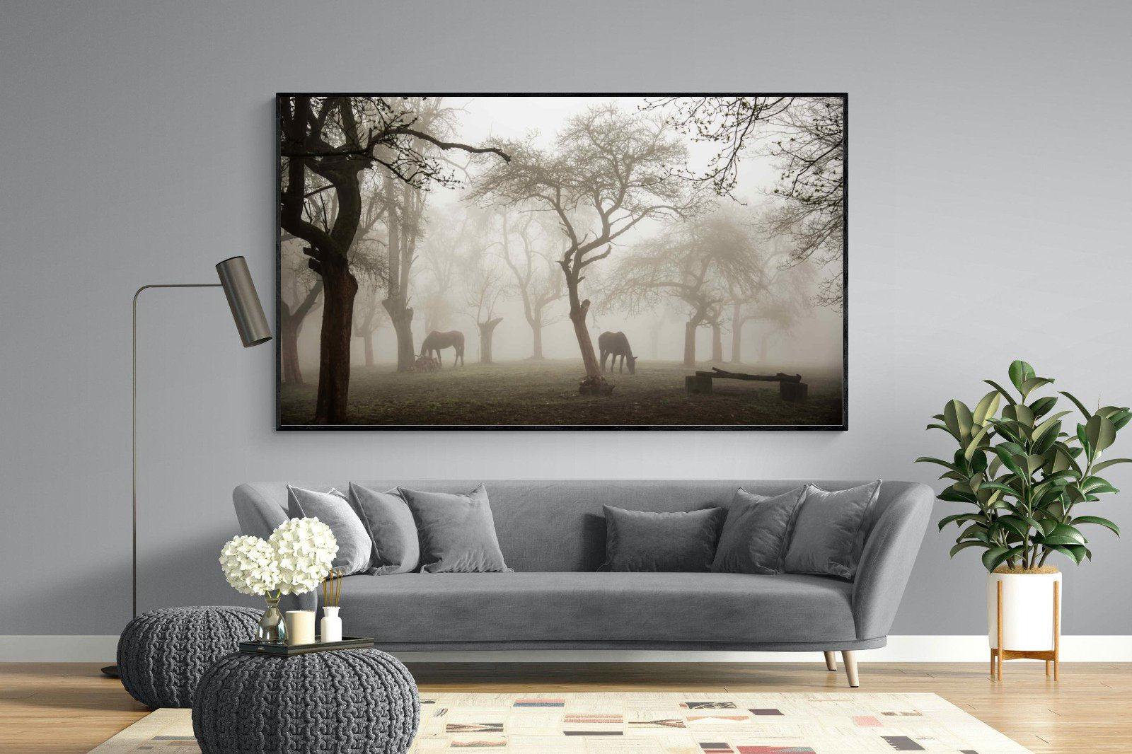 Grazing in the Fog-Wall_Art-220 x 130cm-Mounted Canvas-Black-Pixalot