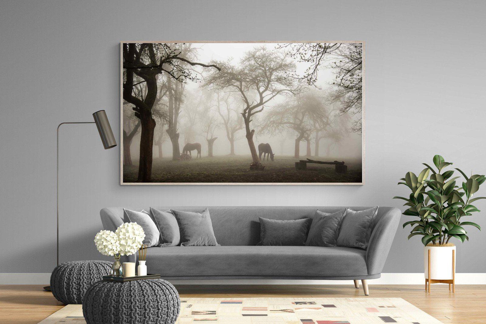 Grazing in the Fog-Wall_Art-220 x 130cm-Mounted Canvas-Wood-Pixalot