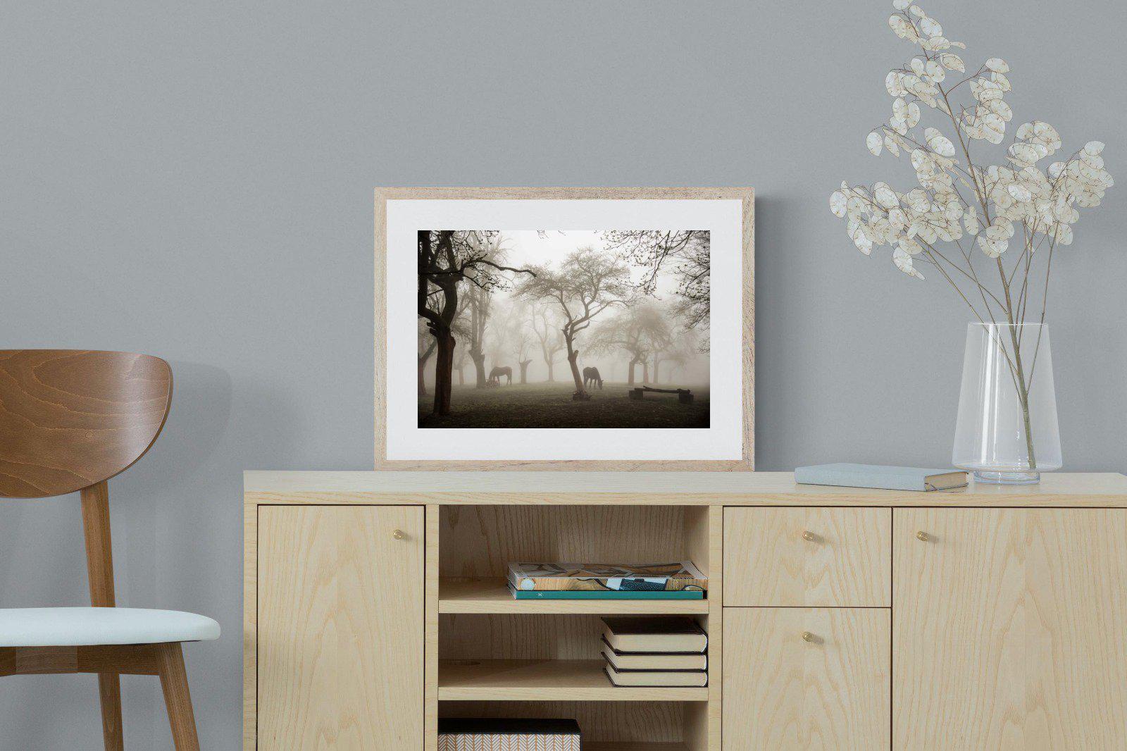Grazing in the Fog-Wall_Art-60 x 45cm-Framed Print-Wood-Pixalot