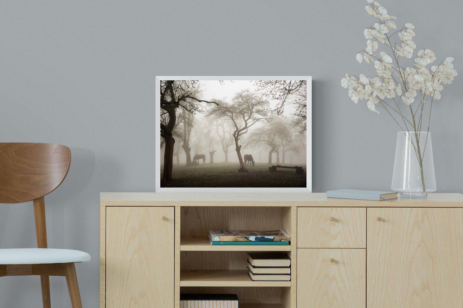 Grazing in the Fog-Wall_Art-60 x 45cm-Mounted Canvas-White-Pixalot