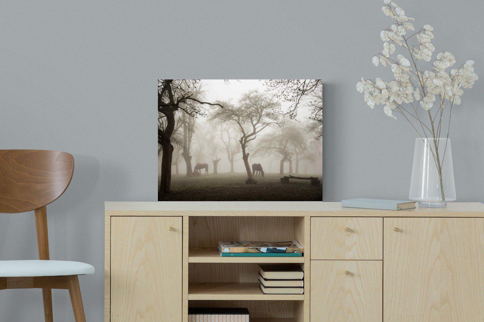 Grazing in the Fog-Wall_Art-60 x 45cm-Mounted Canvas-No Frame-Pixalot