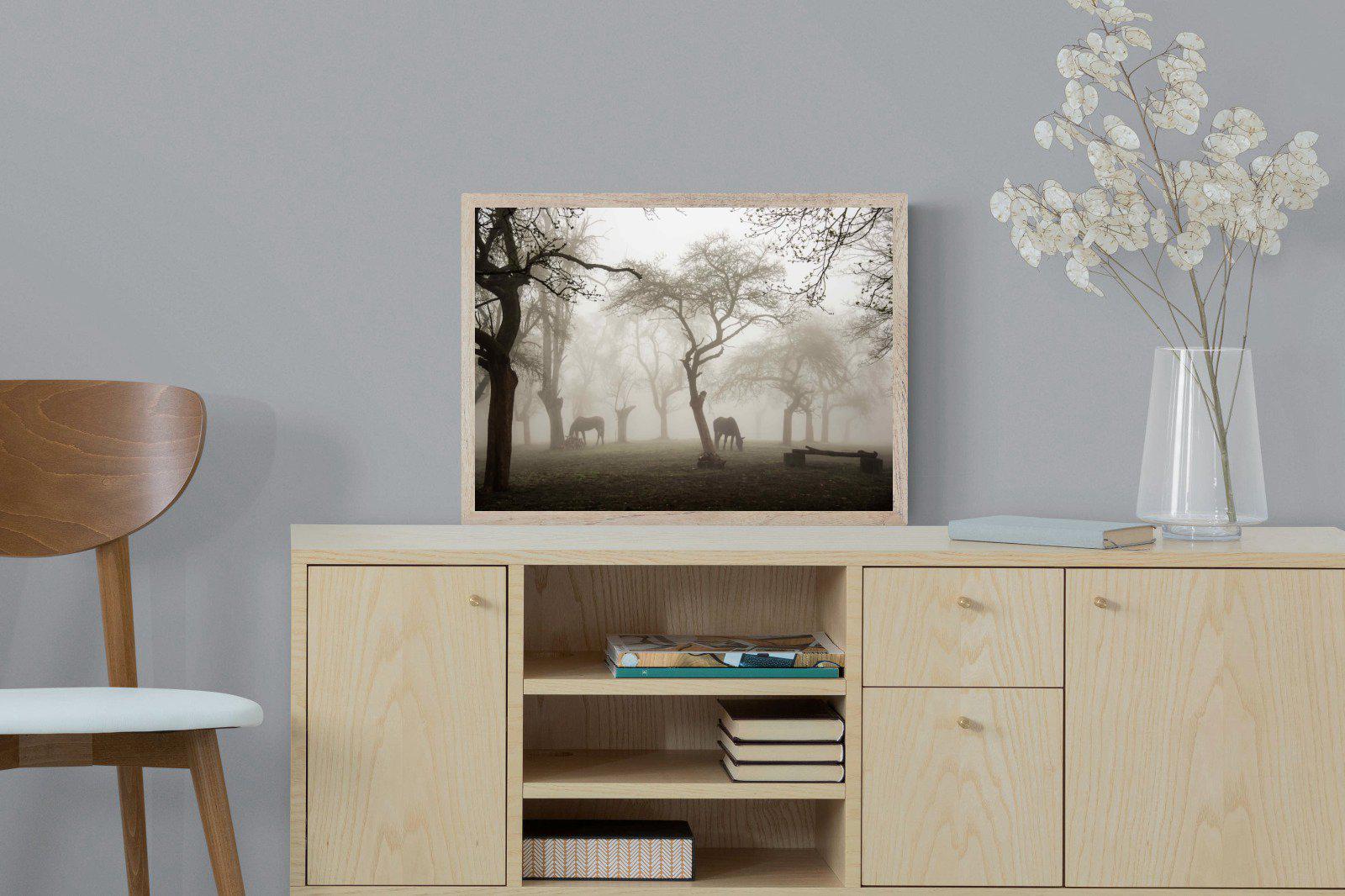Grazing in the Fog-Wall_Art-60 x 45cm-Mounted Canvas-Wood-Pixalot