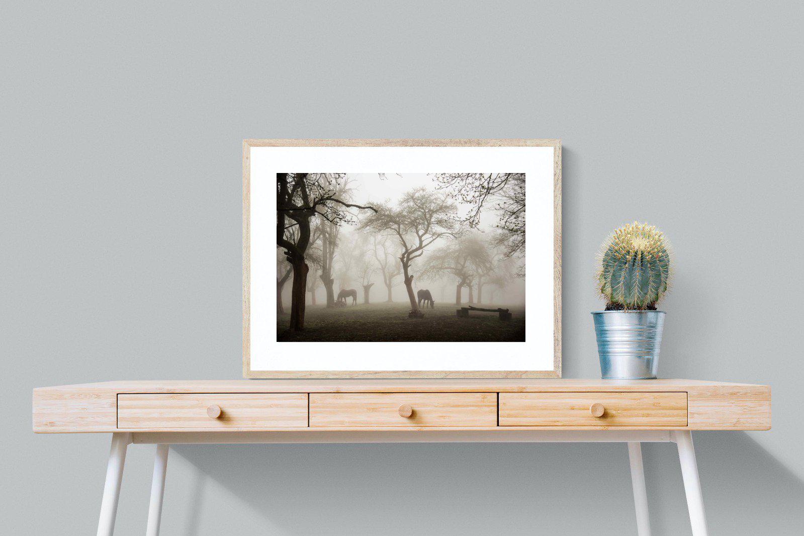 Grazing in the Fog-Wall_Art-80 x 60cm-Framed Print-Wood-Pixalot