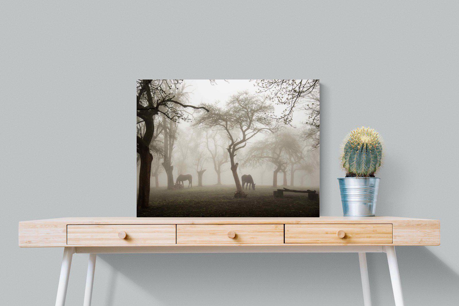 Grazing in the Fog-Wall_Art-80 x 60cm-Mounted Canvas-No Frame-Pixalot