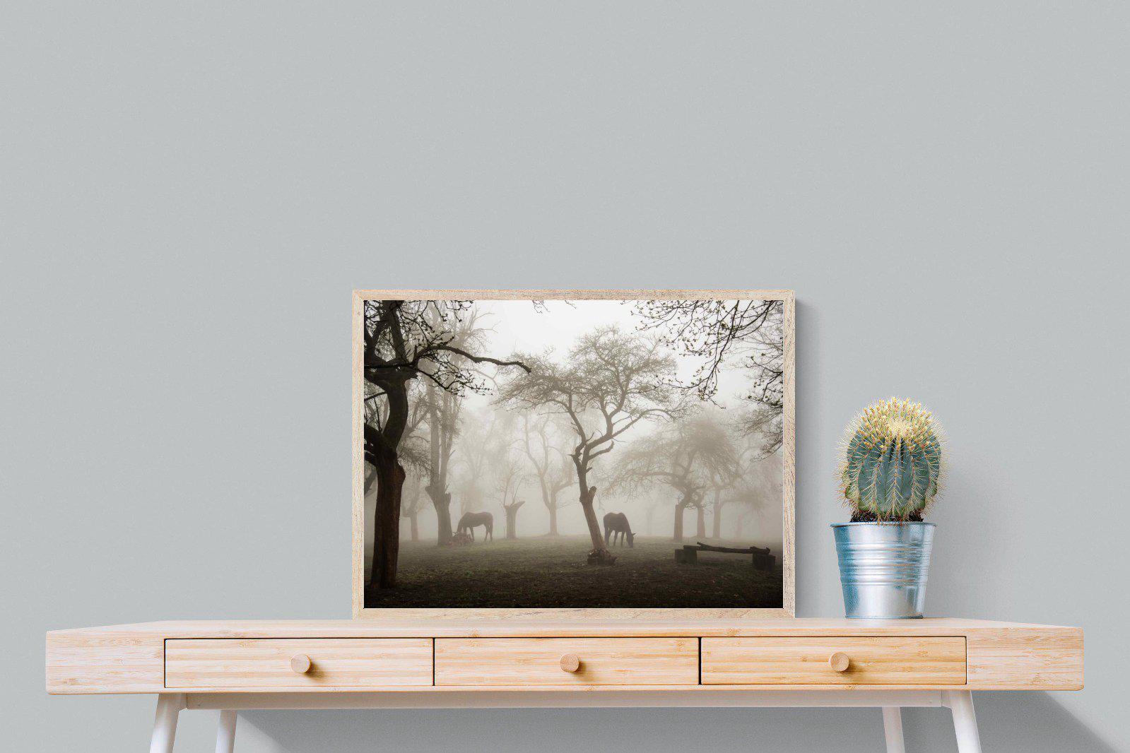 Grazing in the Fog-Wall_Art-80 x 60cm-Mounted Canvas-Wood-Pixalot