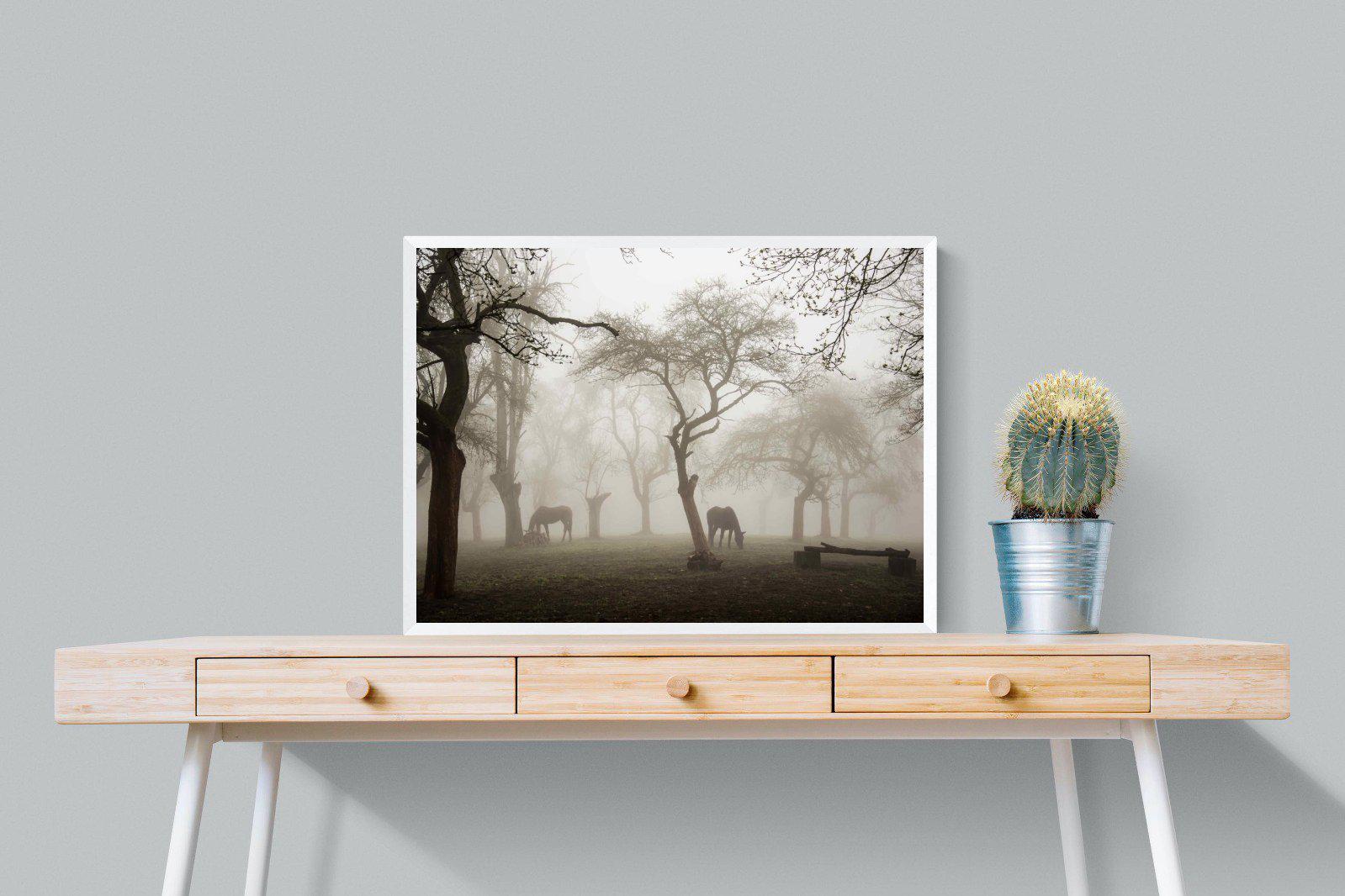 Grazing in the Fog-Wall_Art-80 x 60cm-Mounted Canvas-White-Pixalot