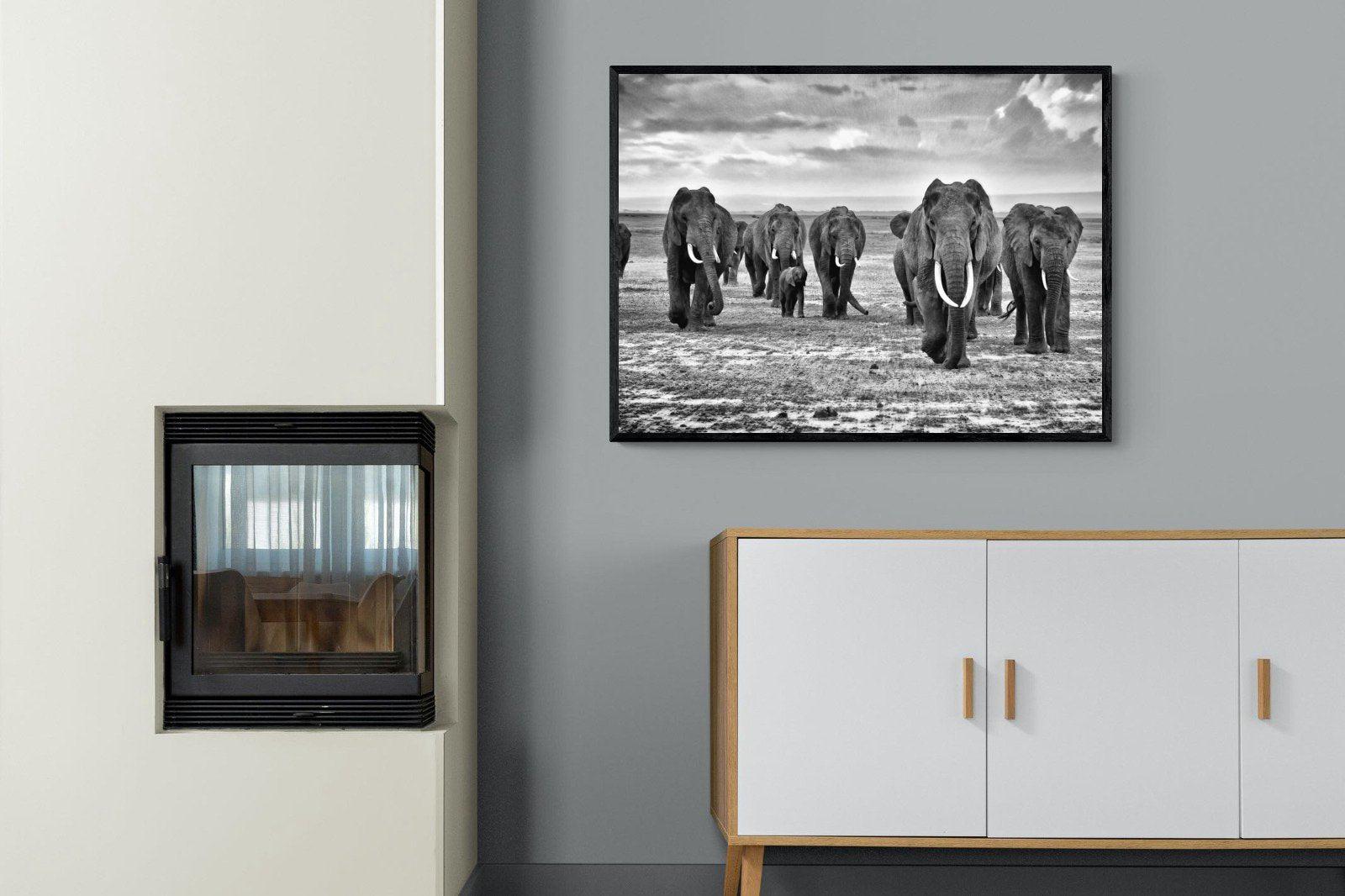 Great Tuskers-Wall_Art-100 x 75cm-Mounted Canvas-Black-Pixalot