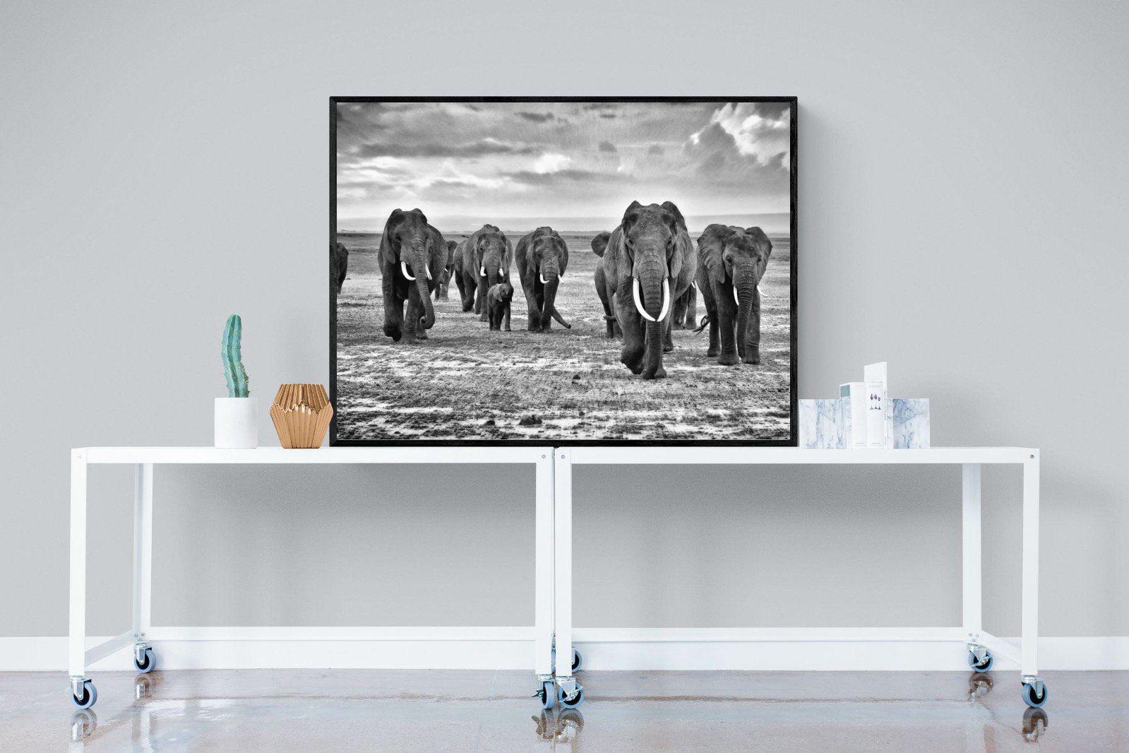 Great Tuskers-Wall_Art-120 x 90cm-Mounted Canvas-Black-Pixalot