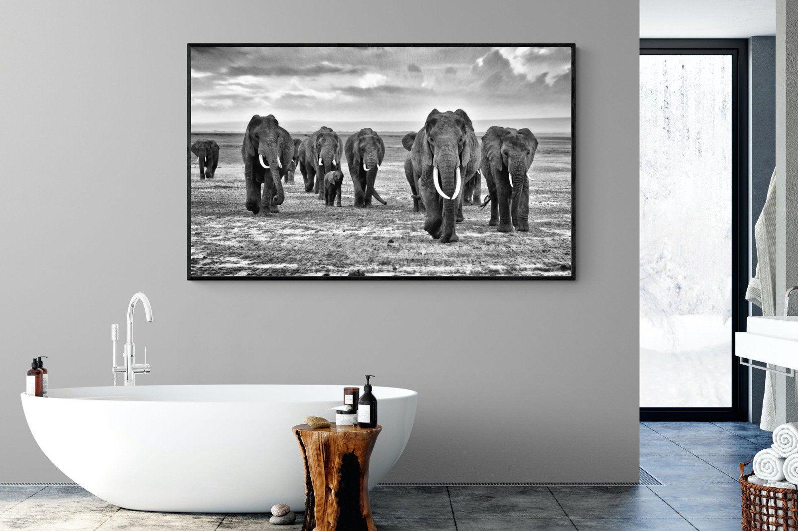 Great Tuskers-Wall_Art-180 x 110cm-Mounted Canvas-Black-Pixalot